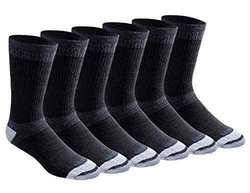 Dickies Men's Dry-tech Moisture Control Crew Socks Multipack, Black (6 Pairs)