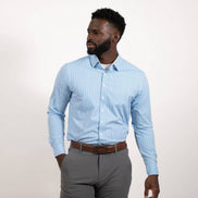 Hustle Sport Shirt - Long Sleeve - Light Blue Banker Stripe