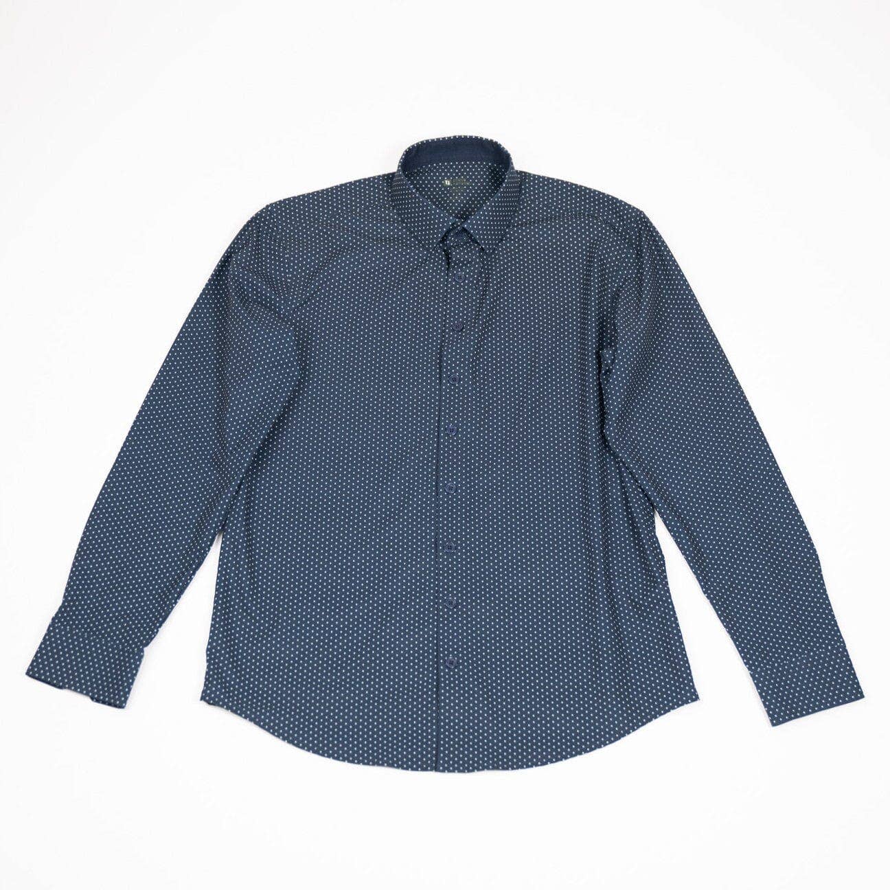 Hustle Sport Shirt - Long Sleeve - Navy Polka Dot