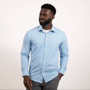 Hustle Sport Shirt - Long Sleeve - Light Blue Banker Stripe