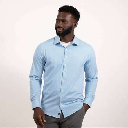 Hustle Sport Shirt - Long Sleeve - Light Blue Banker Stripe