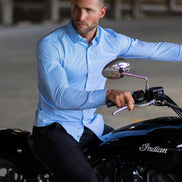 Hustle Sport Shirt - Long Sleeve - Light Blue Banker Stripe