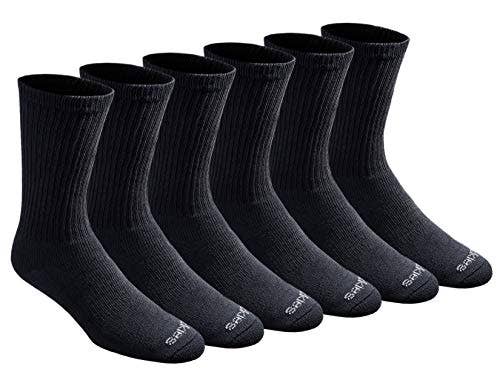 Dickies Men's Dry-tech Moisture Control Crew Socks Multipack, Black (6 Pairs)