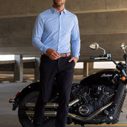 Hustle Sport Shirt - Long Sleeve - Light Blue Banker Stripe
