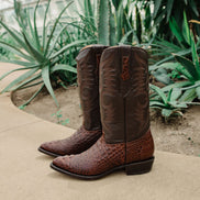 Soto Boots Men's Gator Tail Print Cowboy Boots Cognac