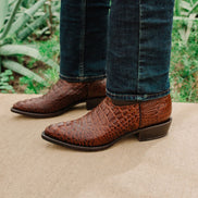 Soto Boots Men's Gator Tail Print Cowboy Boots Cognac