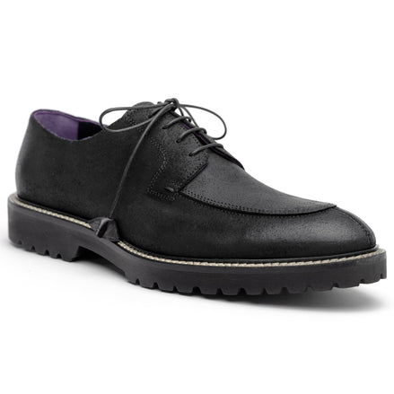 Campo Sueded Goatskin Lace Up with Wax Finish, Black
