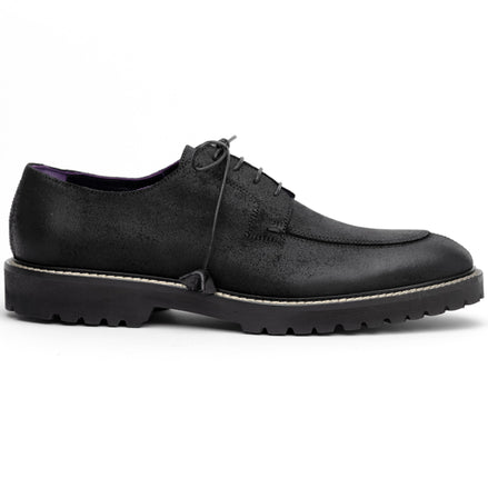 Campo Sueded Goatskin Lace Up with Wax Finish, Black