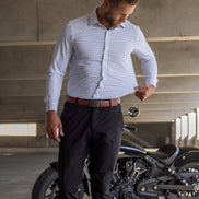 Hustle Sport Shirt - Long Sleeve - White Cobalt Diamond