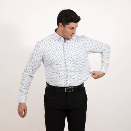 Hustle Sport Shirt - Long Sleeve - White Cobalt Diamond
