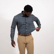 Hustle Sport Shirt - Long Sleeve - Navy Grey Flannel