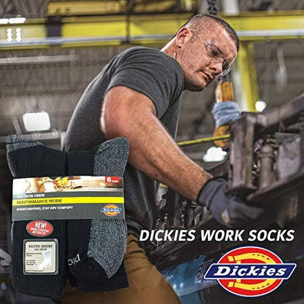 Dickies Men's Dry-tech Moisture Control Crew Socks Multipack, Black (6 Pairs)