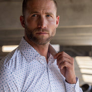 Hustle Sport Shirt - Long Sleeve - White Cobalt Diamond