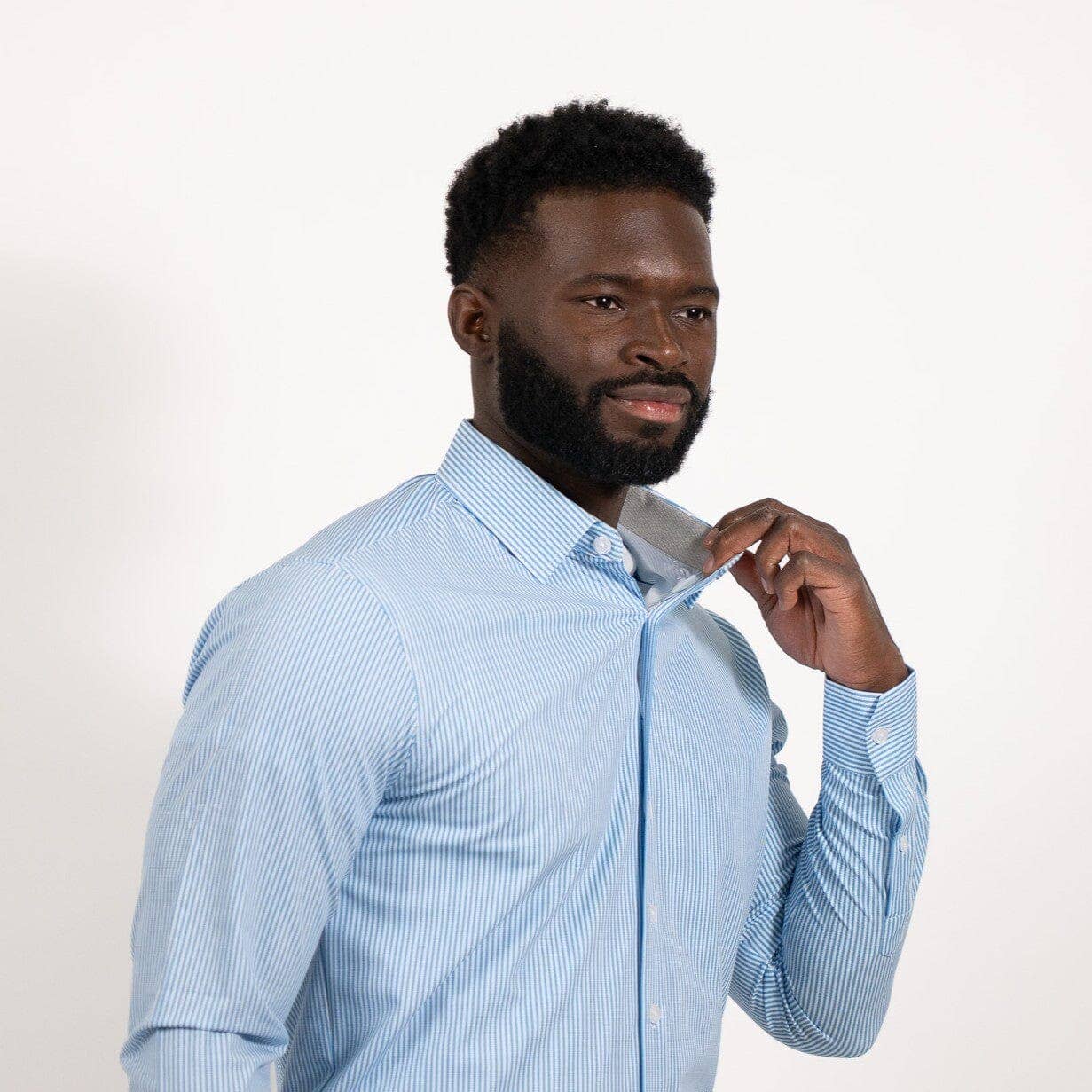 Hustle Sport Shirt - Long Sleeve - Light Blue Banker Stripe