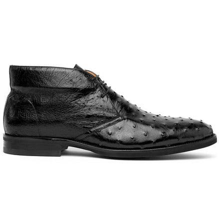 Marco Ostrich Quill Chukka Boot, Black