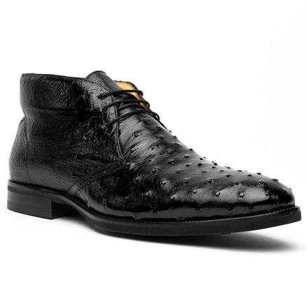 Marco Ostrich Quill Chukka Boot, Black