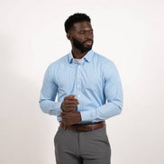 Hustle Sport Shirt - Long Sleeve - Light Blue Banker Stripe