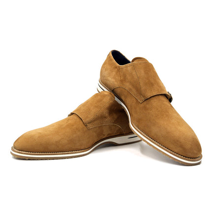 Legerra Sueded Goatskin Monkstrap, Cognac