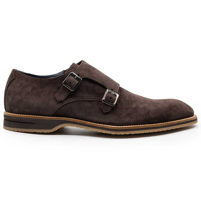 Legerra Sueded Goatskin Monkstrap, Brown