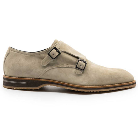 Legerra Sueded Goatskin Monkstrap, Sand