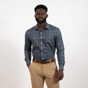 Hustle Sport Shirt - Long Sleeve - Navy Grey Flannel