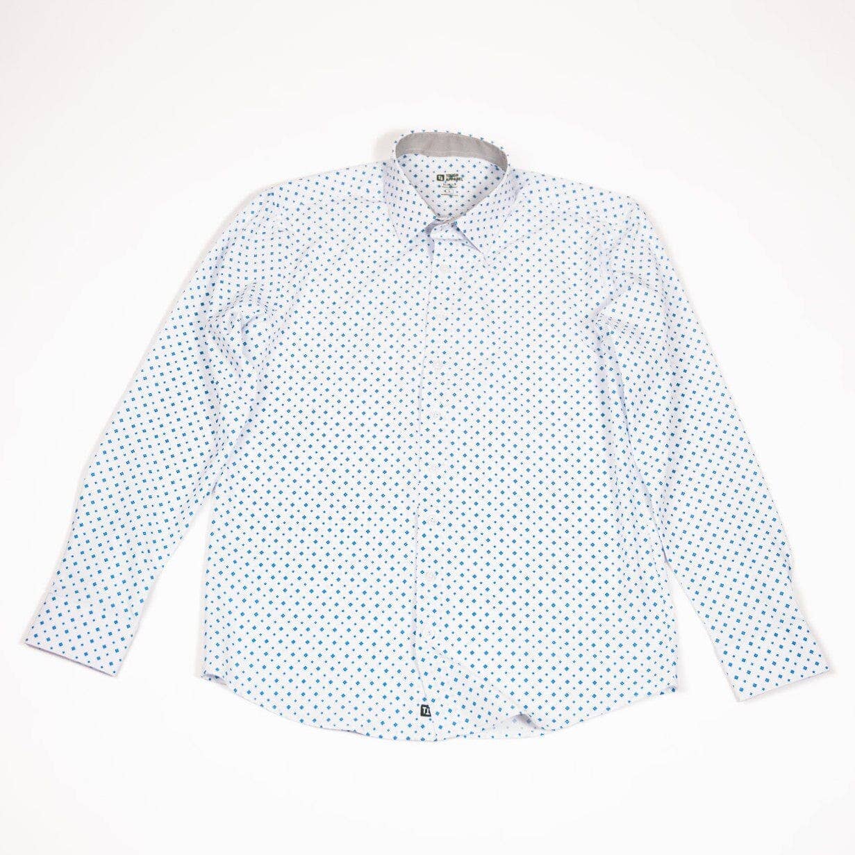 Hustle Sport Shirt - Long Sleeve - White Cobalt Diamond