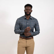 Hustle Sport Shirt - Long Sleeve - Navy Grey Flannel
