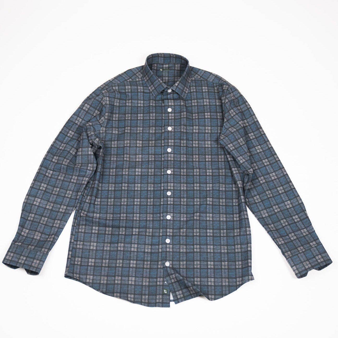 Hustle Sport Shirt - Long Sleeve - Navy Grey Flannel