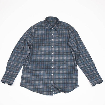 Hustle Sport Shirt - Long Sleeve - Navy Grey Flannel