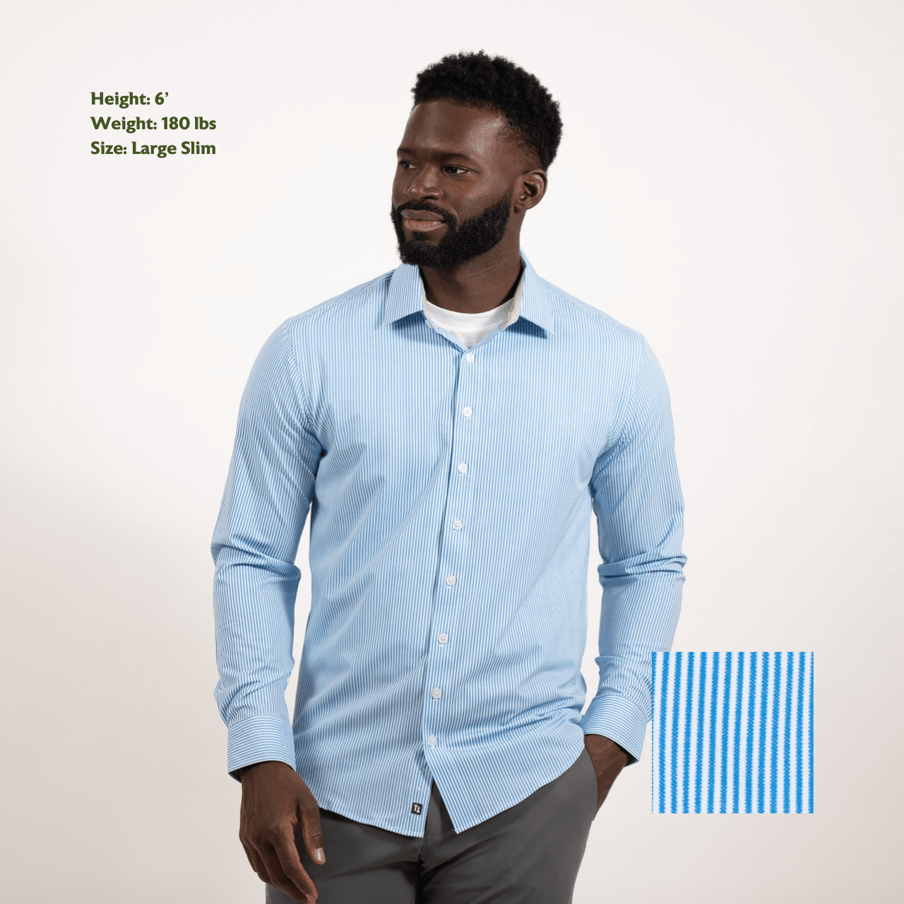 Hustle Sport Shirt - Long Sleeve - Light Blue Banker Stripe