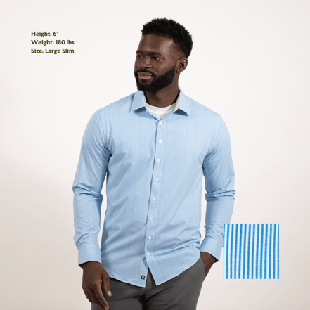 Hustle Sport Shirt - Long Sleeve - Light Blue Banker Stripe