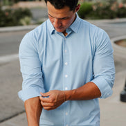 Hustle Sport Shirt - Long Sleeve - Light Blue Banker Stripe