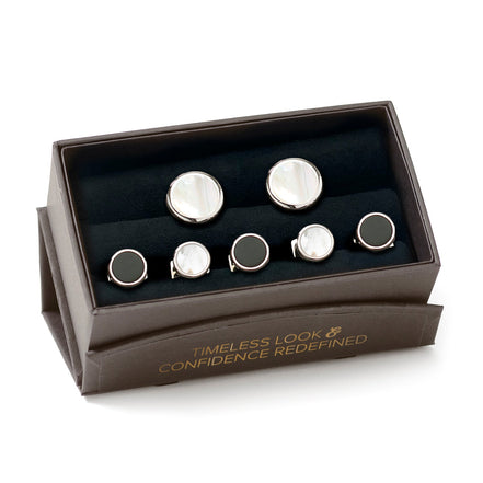Double Sided Mother of Pearl Round Beveled 5-Stud Set