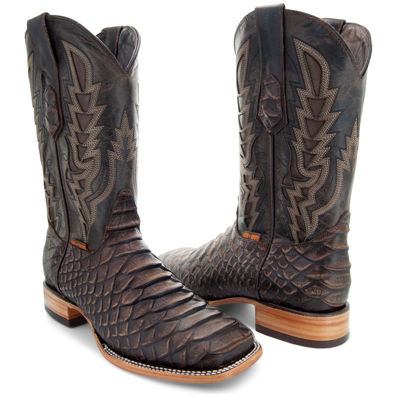 Soto Boots Mens Brown Python Print Boots