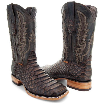 Soto Boots Mens Brown Python Print Boots