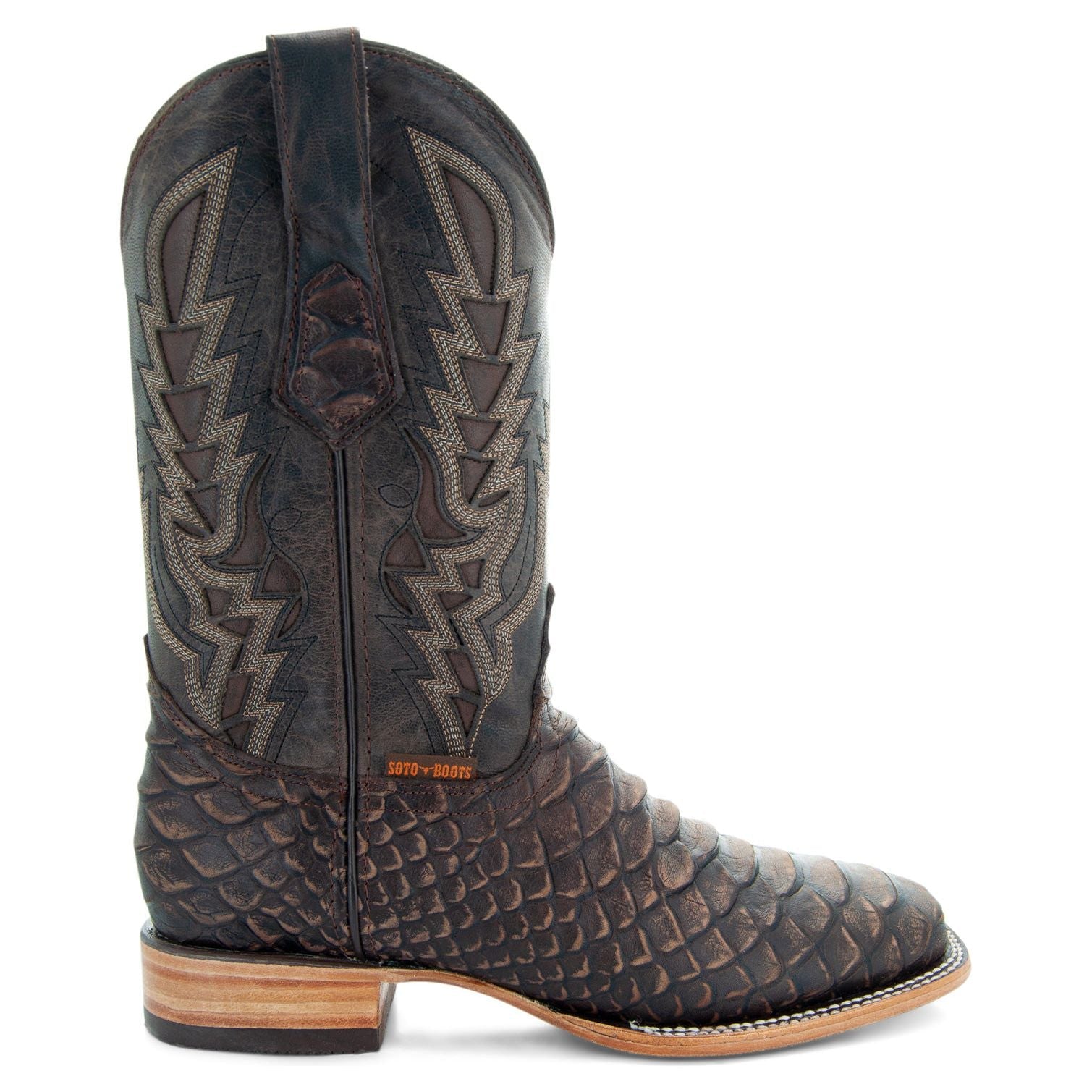 Soto Boots Mens Brown Python Print Boots