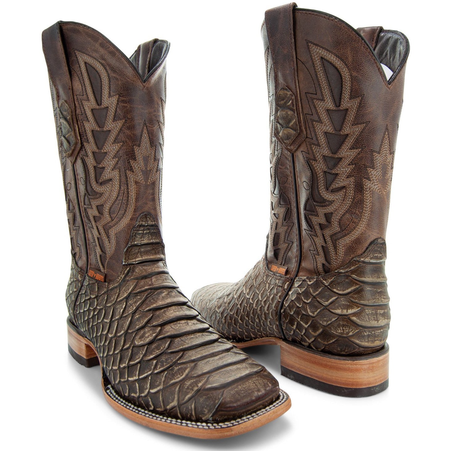 Soto Boots Mens Tan Python Print Boots