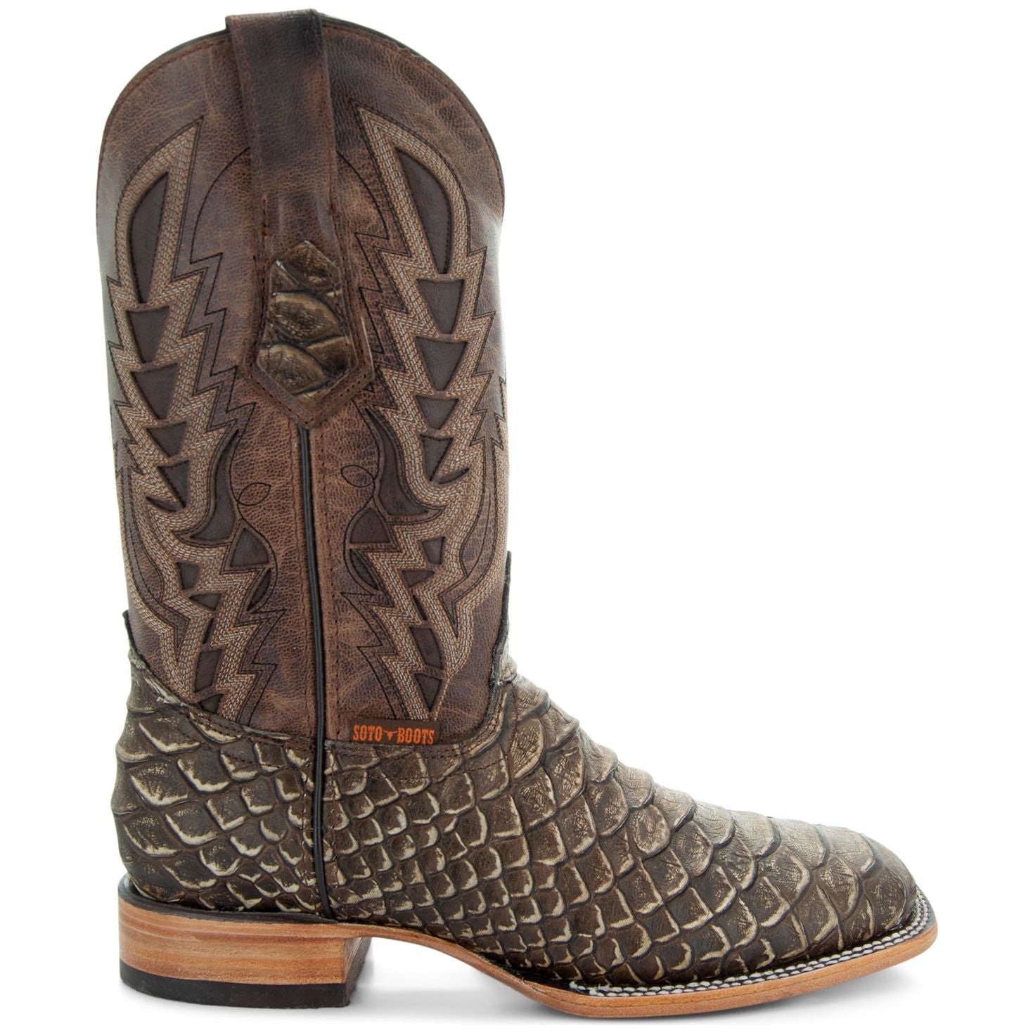 Soto Boots Mens Tan Python Print Boots