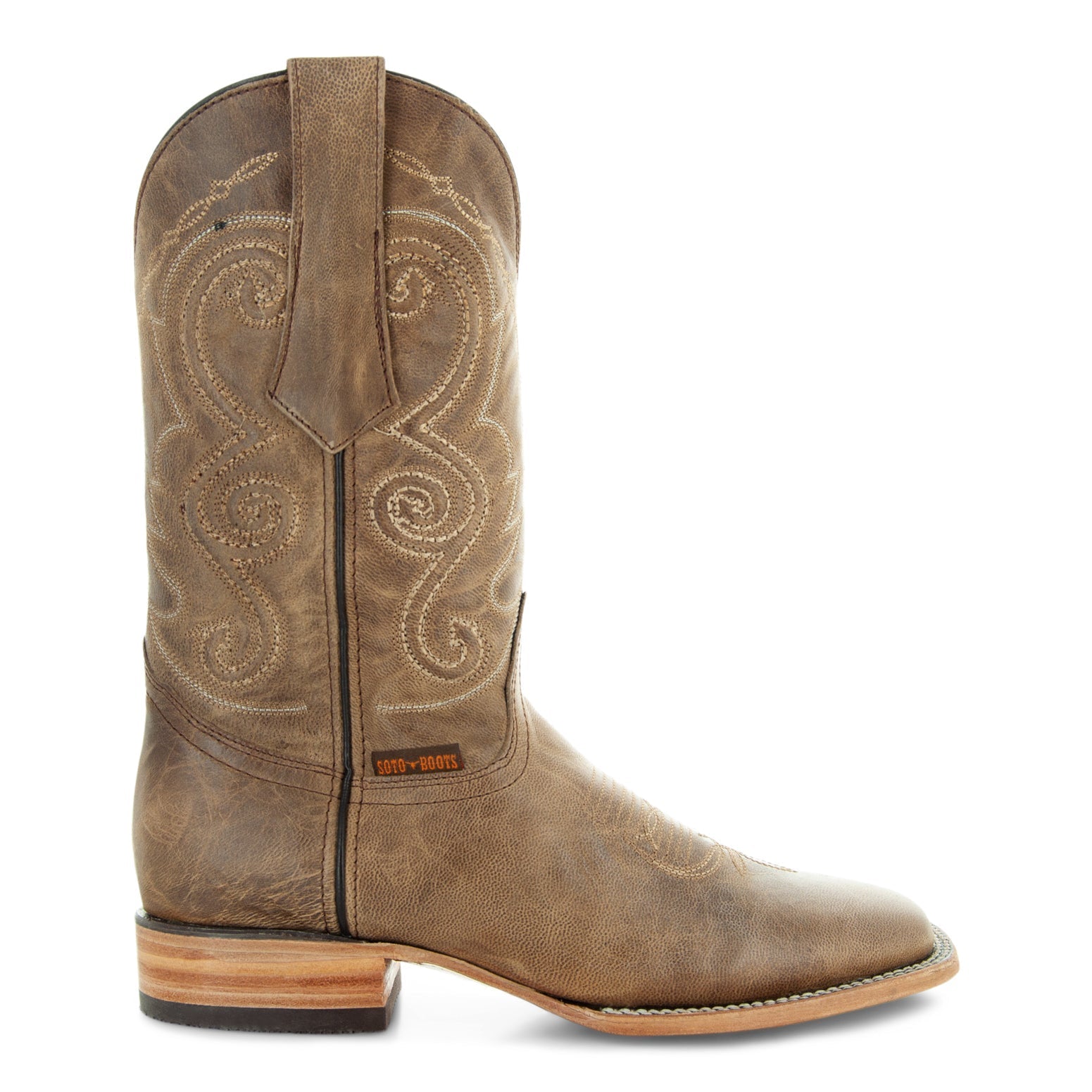 Soto Boots Mens Tan Broad Square Toe Cowboy Boot