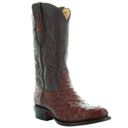 Men's Cognac Ostrich Print Cowboy Boots