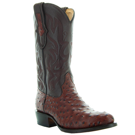 Men's Cognac Ostrich Print Cowboy Boots