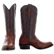 Men's Cognac Ostrich Print Cowboy Boots