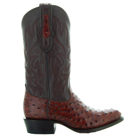 Men's Cognac Ostrich Print Cowboy Boots
