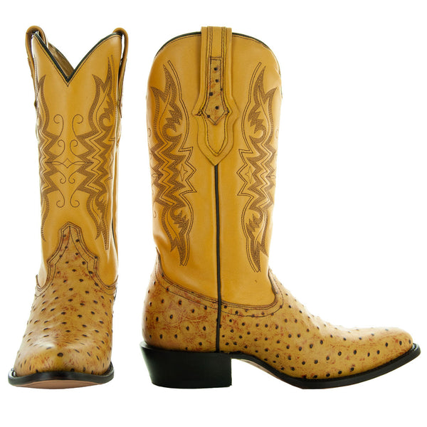 Men's Mantequilla Ostrich Print Cowboy Boots