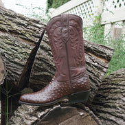 Men's  Brown Ostrich Print Cowboy Boots