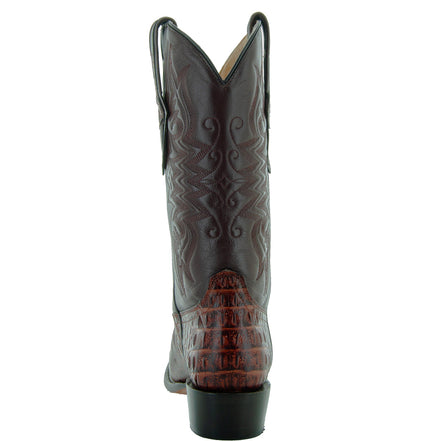 Soto Boots Men's Gator Tail Print Cowboy Boots Cognac
