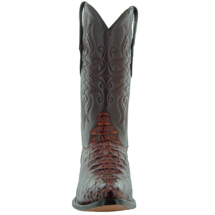 Soto Boots Men's Gator Tail Print Cowboy Boots Cognac