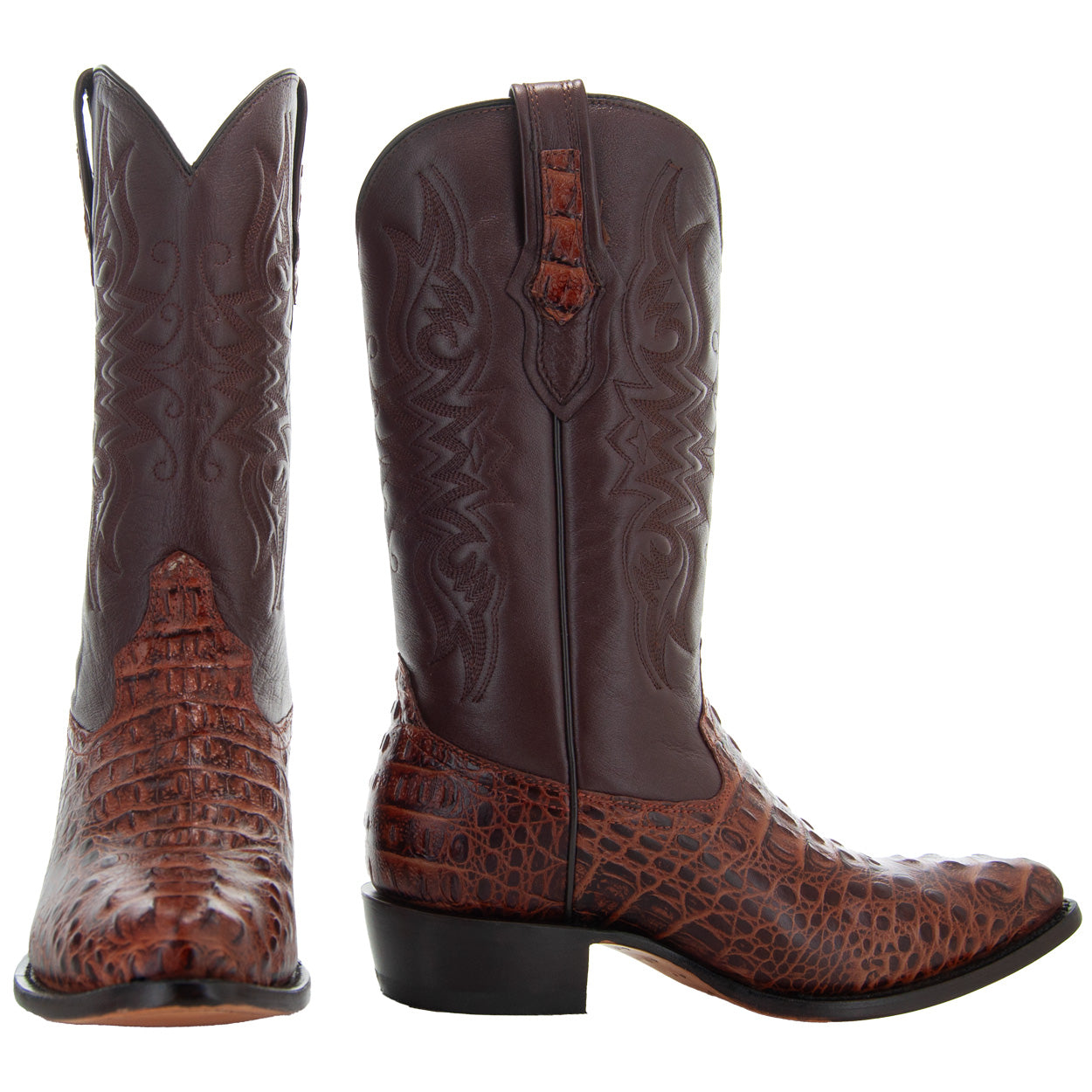 Soto Boots Men's Gator Tail Print Cowboy Boots Cognac
