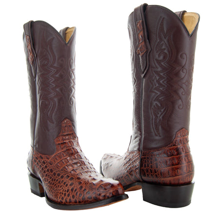 Soto Boots Men's Gator Tail Print Cowboy Boots Cognac
