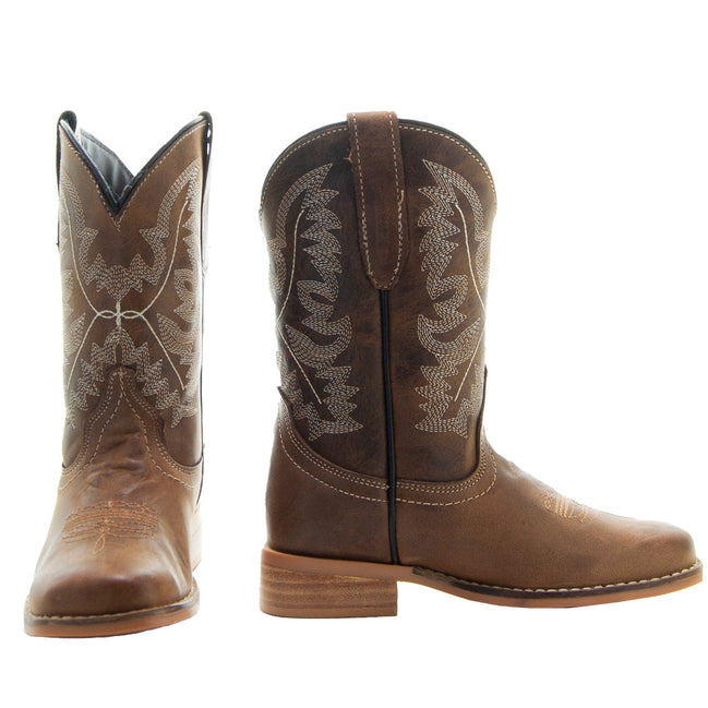 Brown Square Toe Kids Western Boots | Kids Western Dance Boots